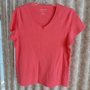 Coral color short sleeve v neck tee size XL